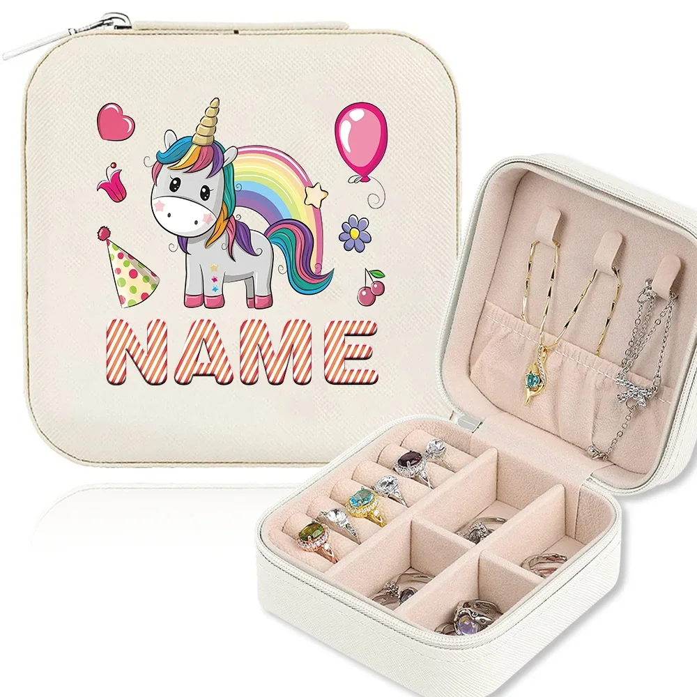 Personalized Customization Name Portable Jewelry Box Large Capacity Necklace Earring Box Travel Storage Jewelry Box