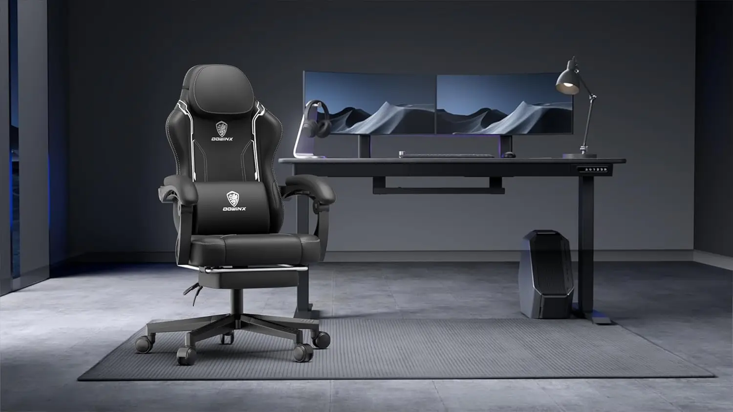 Gaming chair with pocket spring cushion,ergonomic gaming chair with lumbar support and footrest,high back leather computer chair