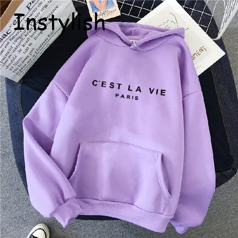 Women Casual Long Sleeve Letter Print Loose Hoodie Elegant Harajuku Y2K Streetwear Hooded Sweatshirt Vintage Pullover New Spring