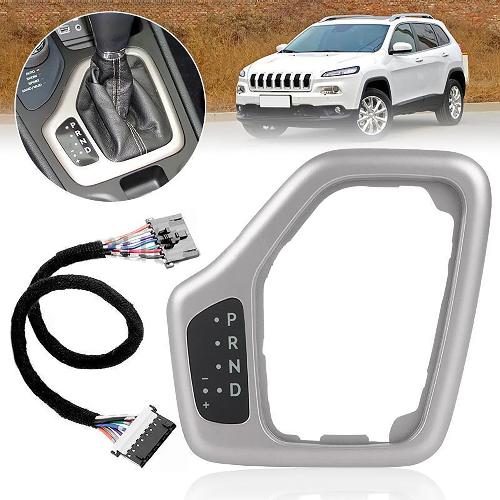 1Pcs Vehicle Transmission Center Shifter Bezel With Harness Kit For Jeep Cherokee 2014-2018 601-401 5YD27LS5AA Car Accessories