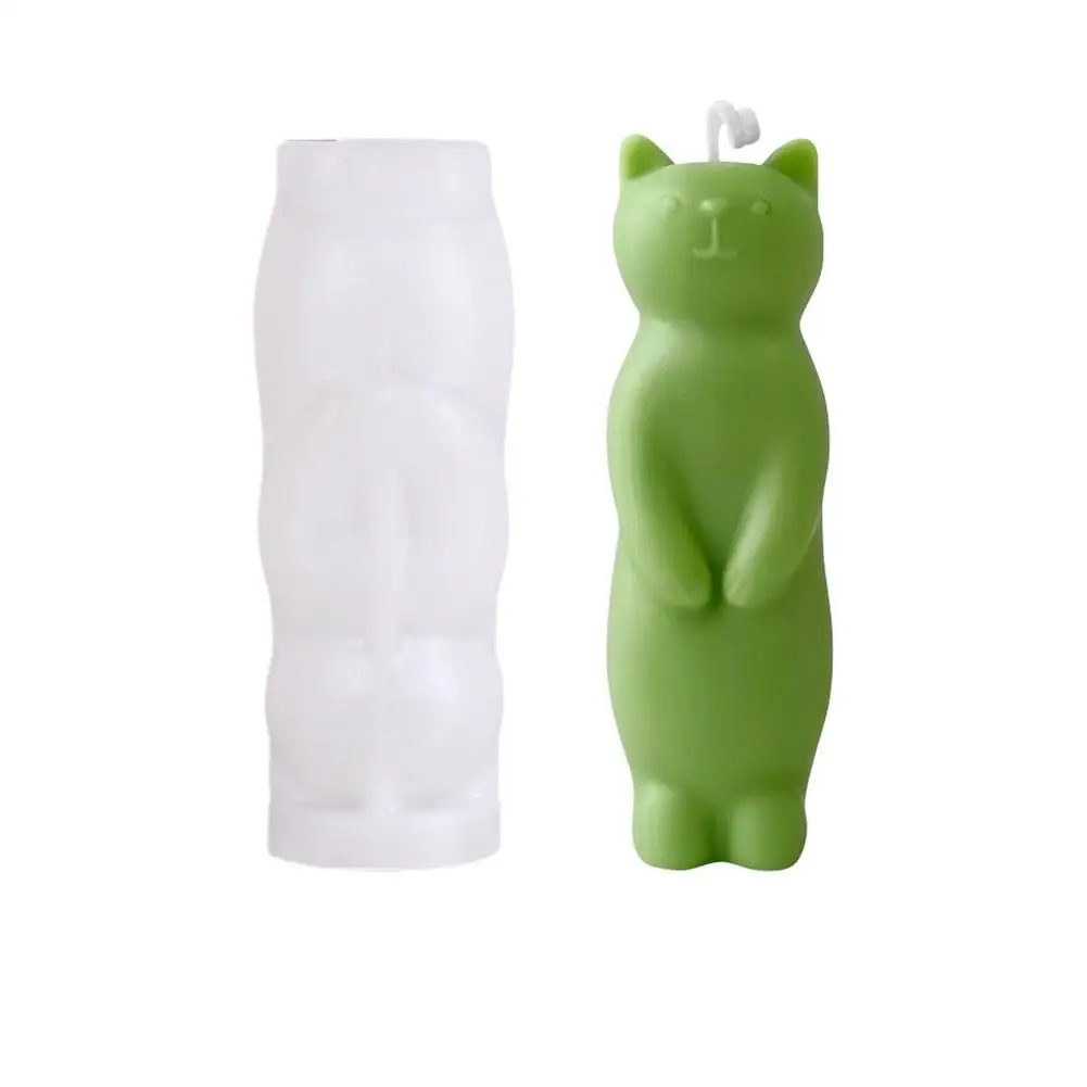 3D Cat Silicone Mold Cute Standing Kitten Candle Mold Scented Molds Concrete Molds Decoration DIY Home 2024 Cat Plaster Res I0Y4