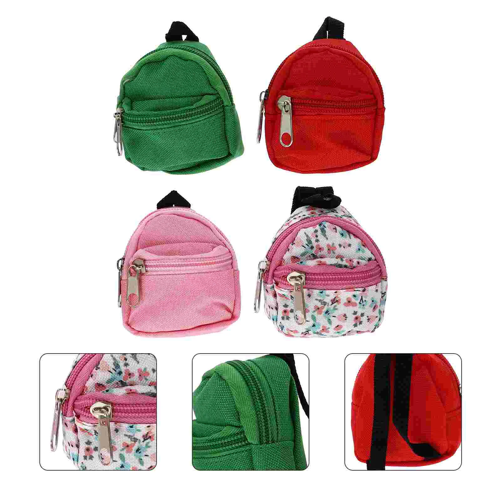 

4 Pcs Mini Toys Backpack Baby Adorable Zipper Backpacks Decorate Dolls Cloth Bag Child for
