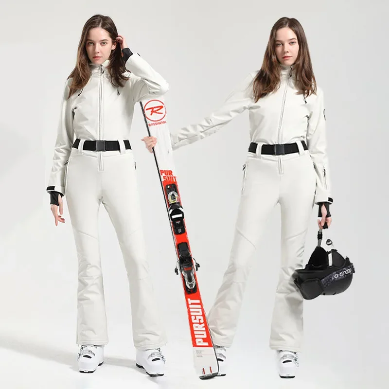 2025 شتاء جديد بذلة التزلج النساء قطعة واحدة بدلة تزلج في الهواء الطلق على الجليد الستر ضئيلة الدافئة عموما يندبروف ملابس مقاومة للماء