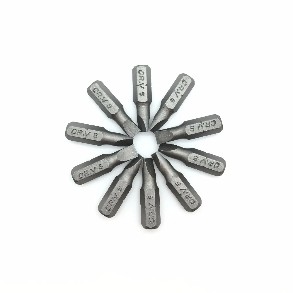 10pcs Slotted SL4 SL5 SL6 1/4 inch 6.35mm Hex Shank 25mm Long Screwdriver Bits Flat 4 5 6mm Chrome Vanadium Steel Bit Set