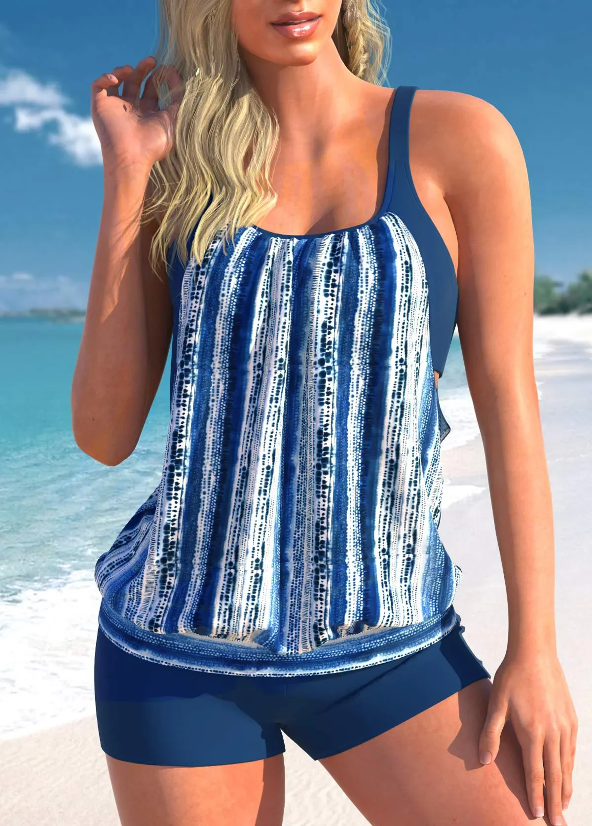 2023 Women\'s Printed Beach Swimwear Off Shoulder Sexy Bikini Swimwear Summer Tankini Swimwear Tankiny Two Piece Beach Suit