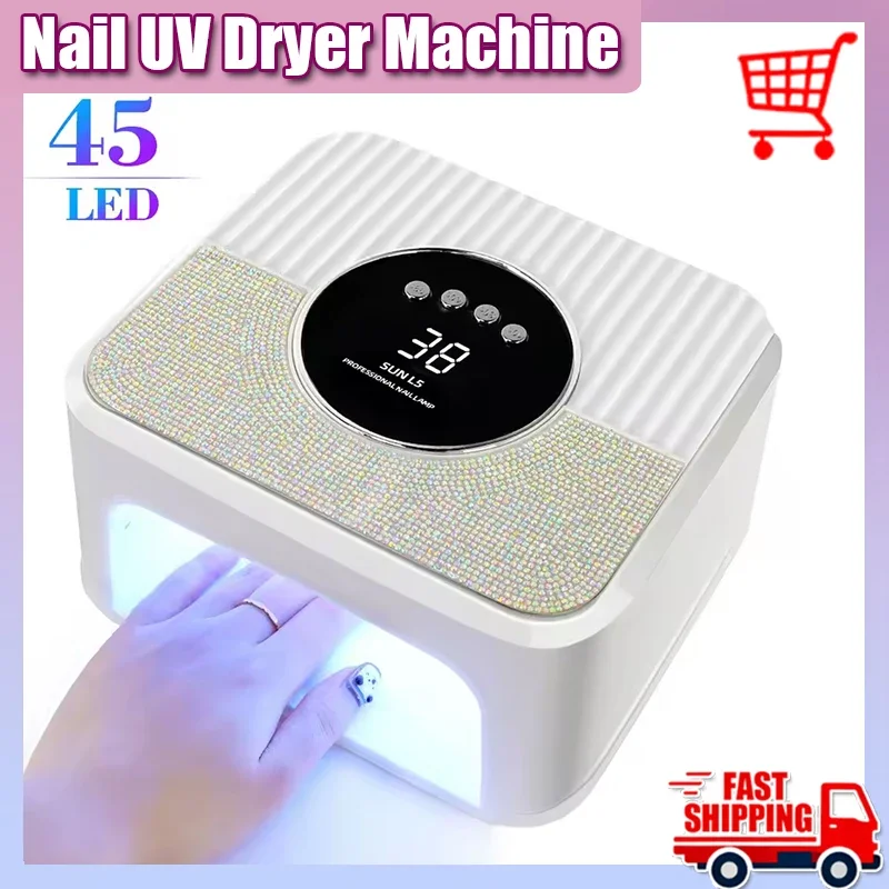

45 LED UV Nail Lamp High Power Nail Dryer with LCD Smart Screen Gel Curing Drying Lamp Removable Base Pedicure Tool for Home