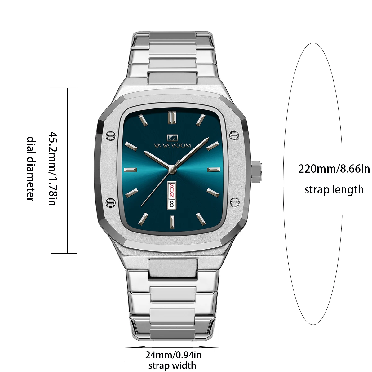 2025 novo relógio masculino moda quadrado aço inoxidável azul ouro 3bar à prova dwaterproof água calendário de quartzo simulado negócios esportes relógio de pulso