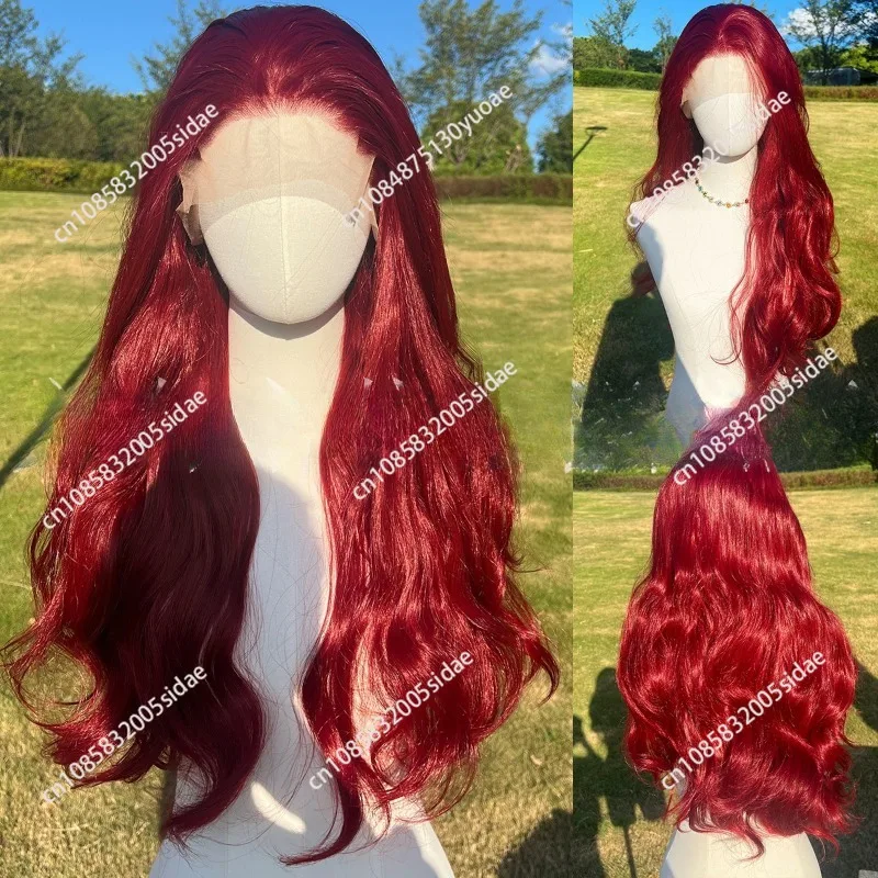 

Cross-border new 24-inch 13 * 4U lace burgundy wavy curly hair, suitable for party wearing chemical fiber wig