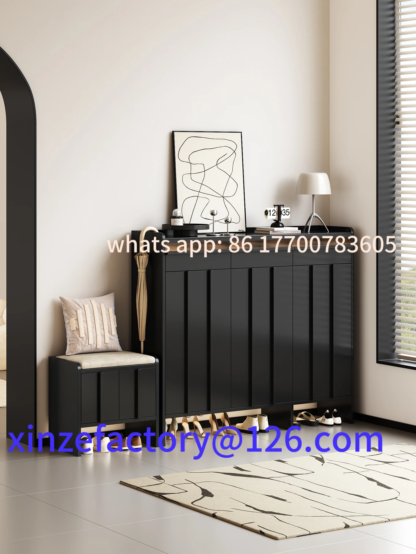 

Customizable Minimalist Bone Line Solid Wood Shoe Cabinet Home Door Entry