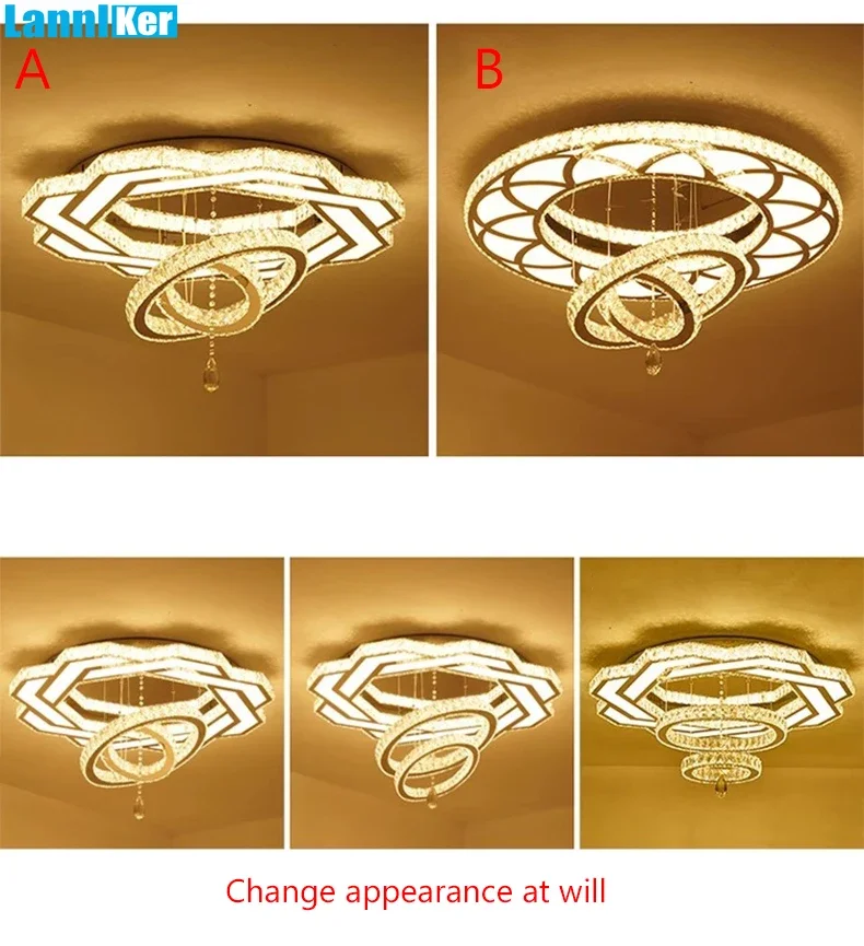 Lampu kristal Led minimalis Nordic, lampu langit-langit Led kristal minimalis mewah ruang makan ruang makan kamar tidur lampu langit-langit dekorasi rumah lampu liontin kristal