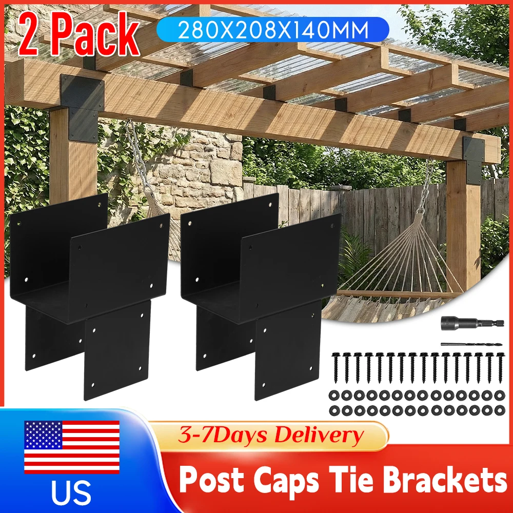 

2 Pack Heavy Duty Galvanized Steel Pergola Bracket Kit 6x6 Post Support Rust Resistant for Wood Posts Deck Patio Beams Supplies