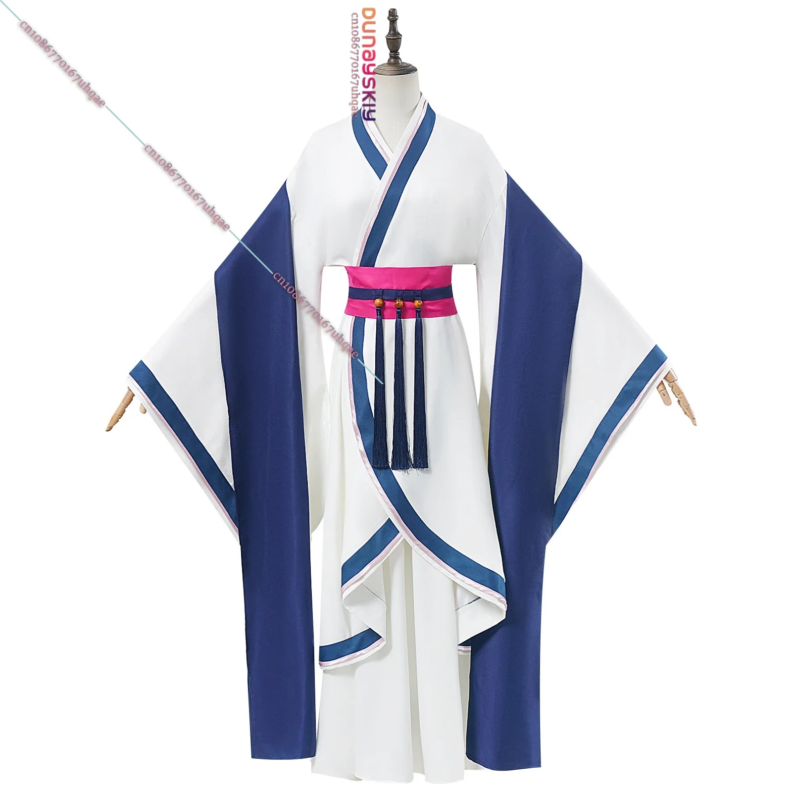 تأثيري أنيمي يوميات الصيدلي Maomao تأثيري ازياء الأزرق والأبيض Hanfu فساتين حريمي شعر مستعار غطاء الرأس أجزاء ل Hallowmas R