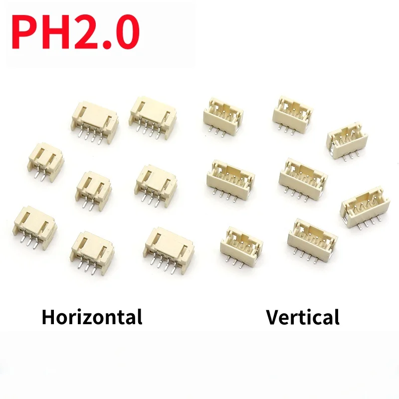 50/20Pcs JST PH2.0mm 2/3/4/5/6/7/8/9/10 Pin Horizontal Paste Vertical Patch Pin Holder SMT Connector 2.0MM Pitch Male SMD