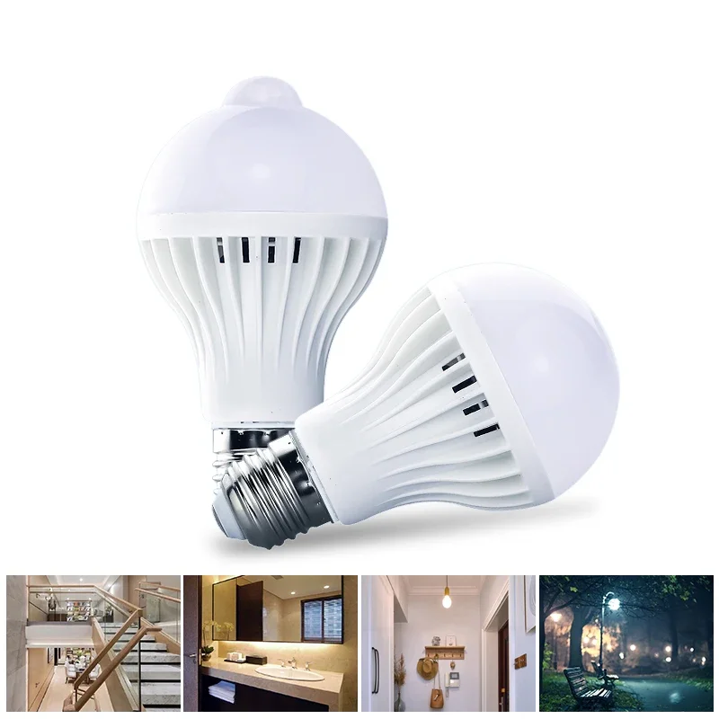 Led Bulb 3W 5W 7W 9W 12W PIR Motion Sensor Lamp AC 220V Auto Smart Led PIR Infrared Body Sound Light E27 Motion Sensor Light