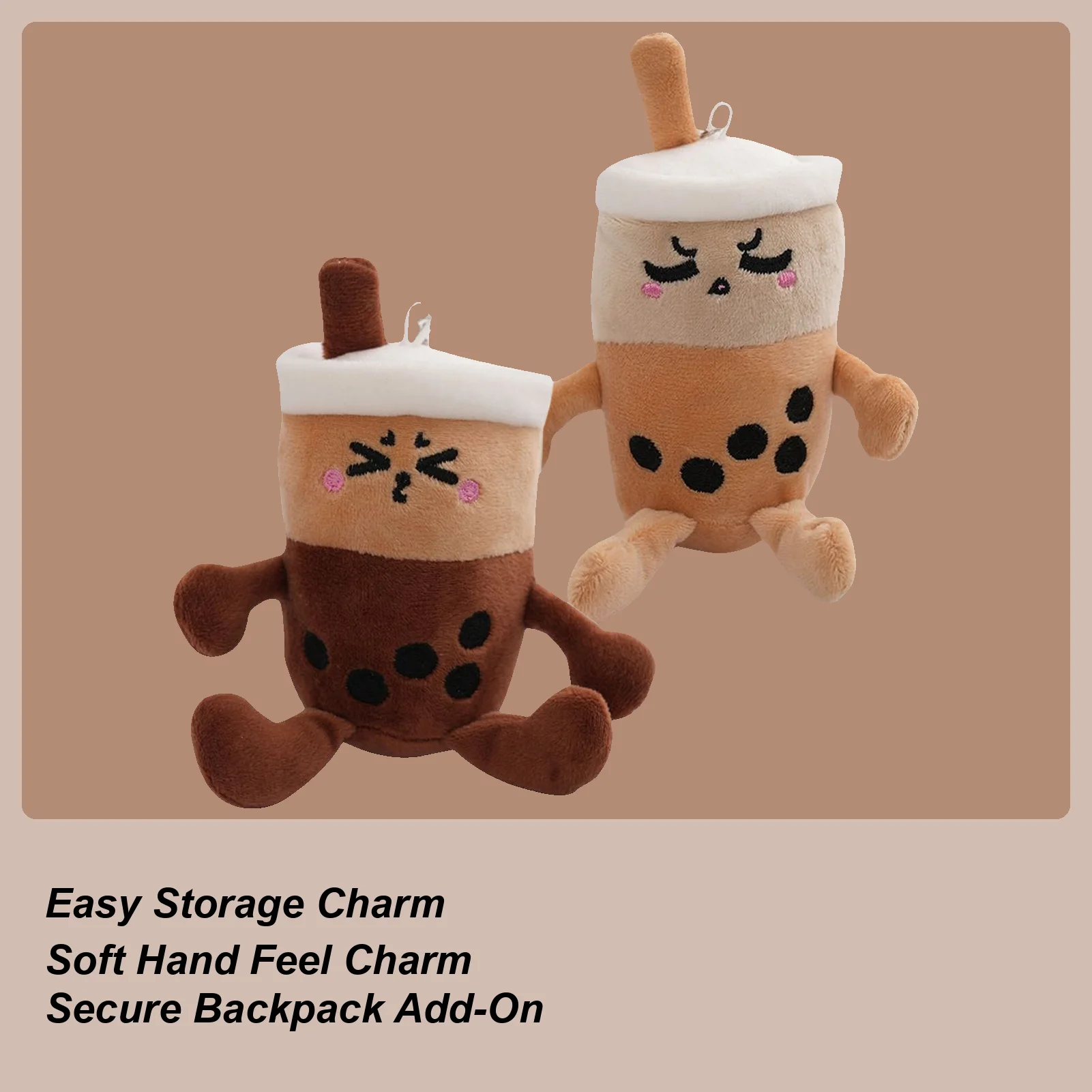 봉제 버블티 키체인 12cm 귀여운 플러시 백팩 참 장식 어린이 소녀 친구들 학교 파티 여행 생일 어린이날 선물