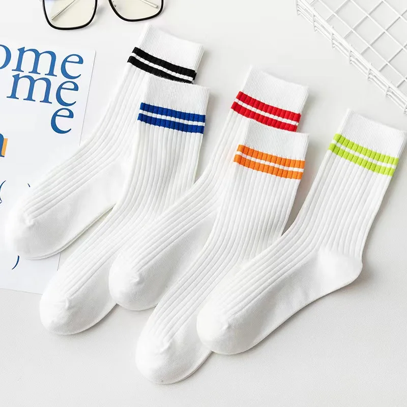 Couple Stockings White Socks Unisex Uniform Size Long Tube Color Letter Socks Breathable Middle Barrel Sports Leisure For Lovers