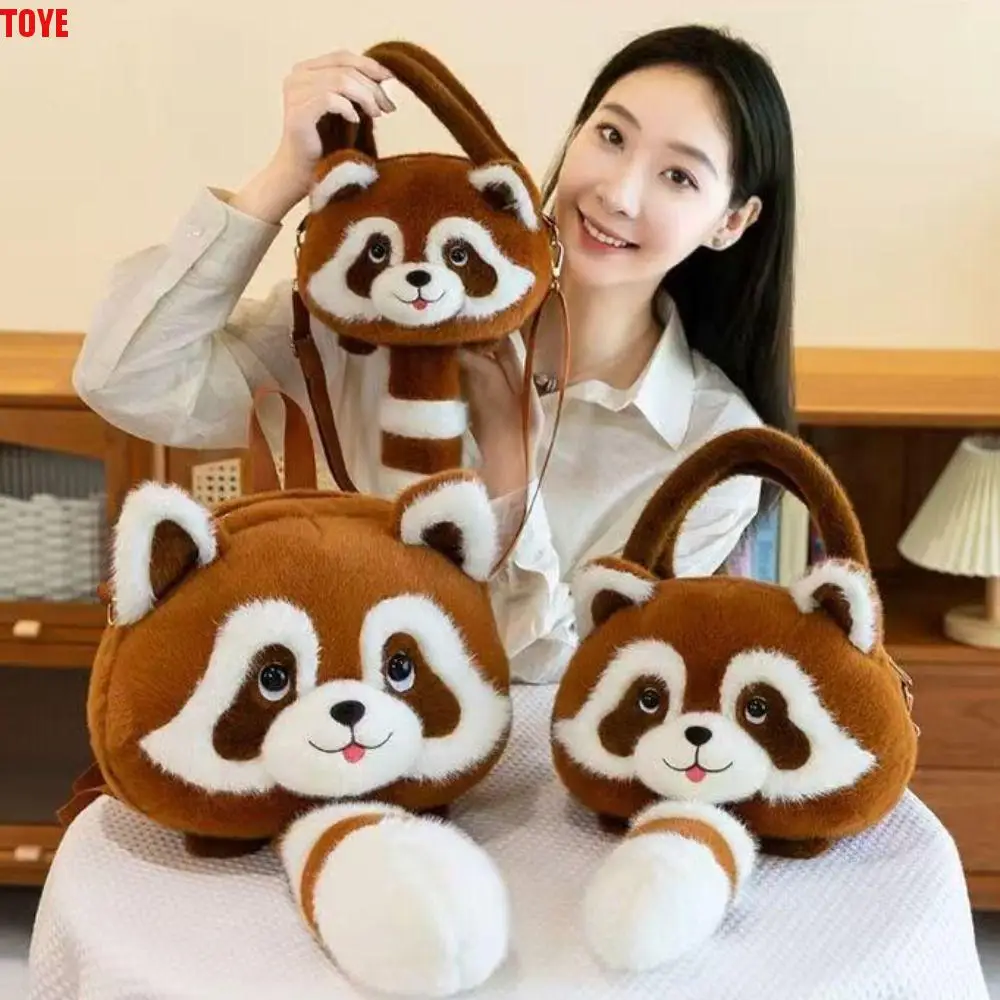 Mode fourrure en peluche raton laveur sac à dos dessin animé Animal Kawaii animaux raton laveur sac créatif doux raton laveur sac à bandoulière étudiants