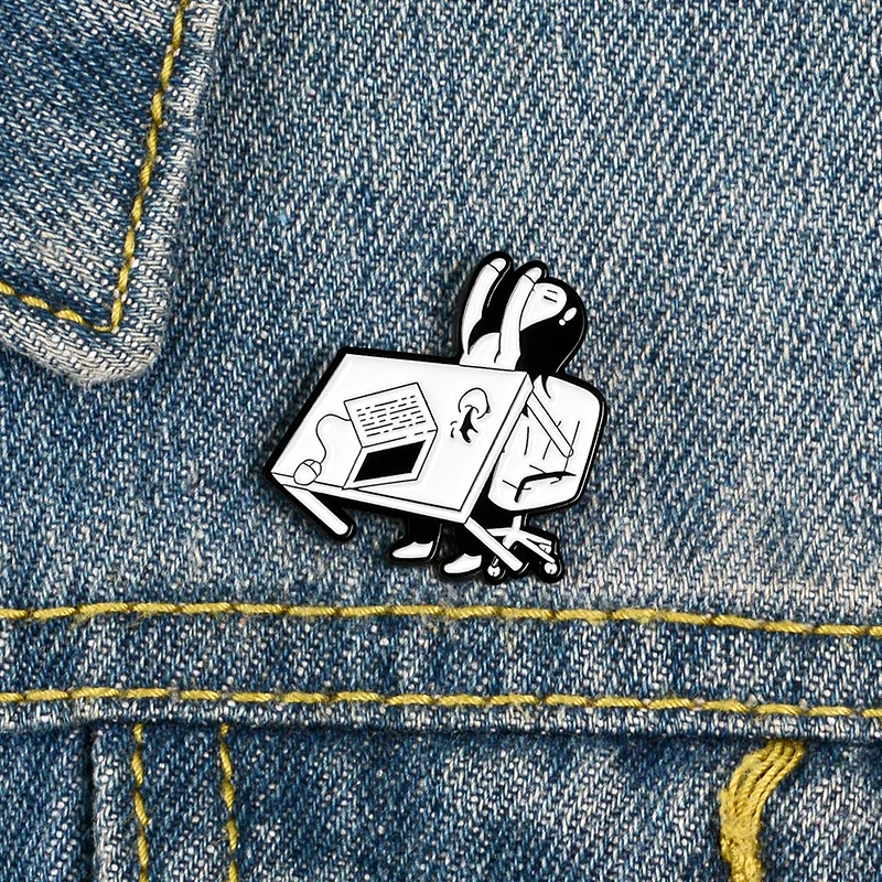 A girl who is tired of work cartoon Enamel Pins Fashionable women's brooch fun clothing accessories Gift For Friends