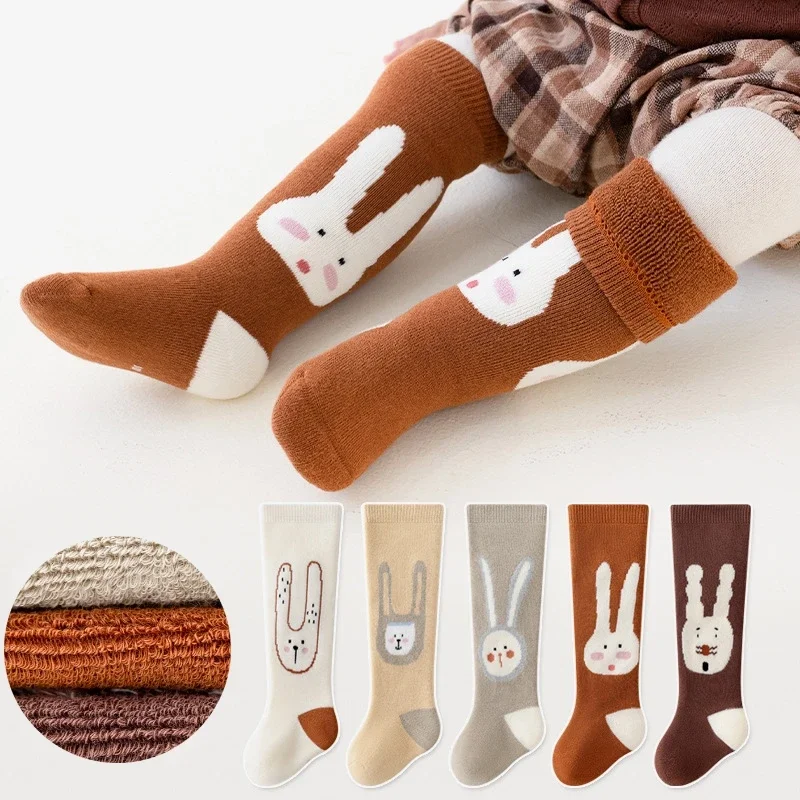 Kids Fashion Cartoon Thick Knee High Socks Baby Warm Middle Tube Stockings Long Socks Infant Children Boys Girls Thermal Socks