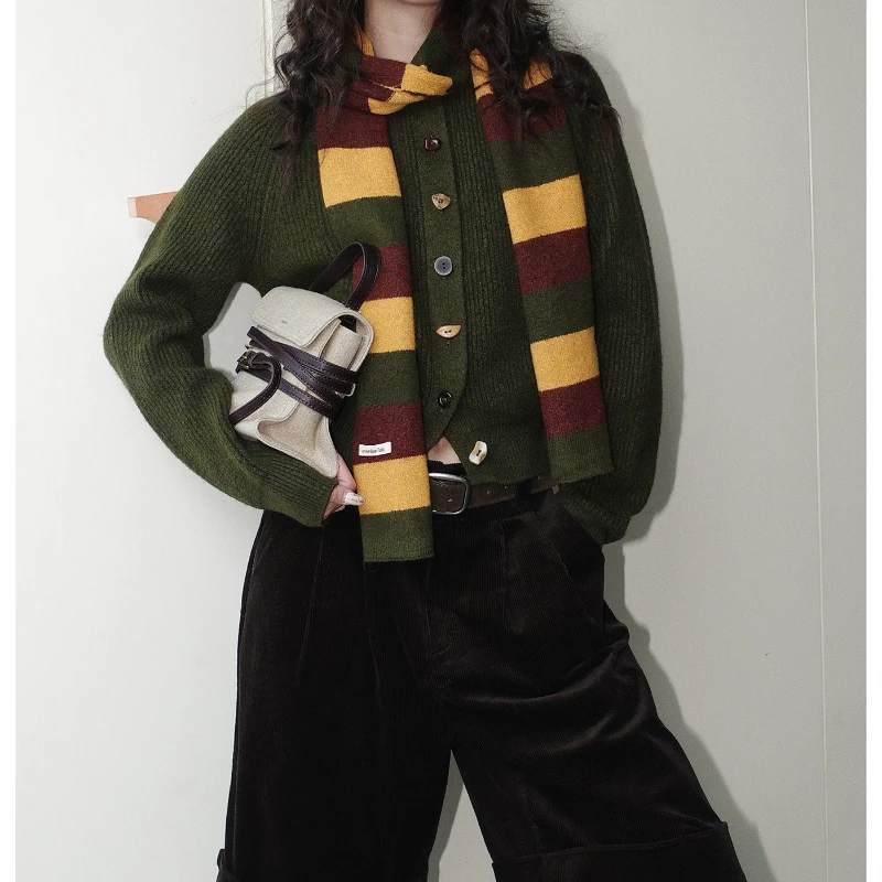 

Женская одежда, рождественский контрастный полосатый шарф, кардиган, свитер, женский осенне-зимний шарф