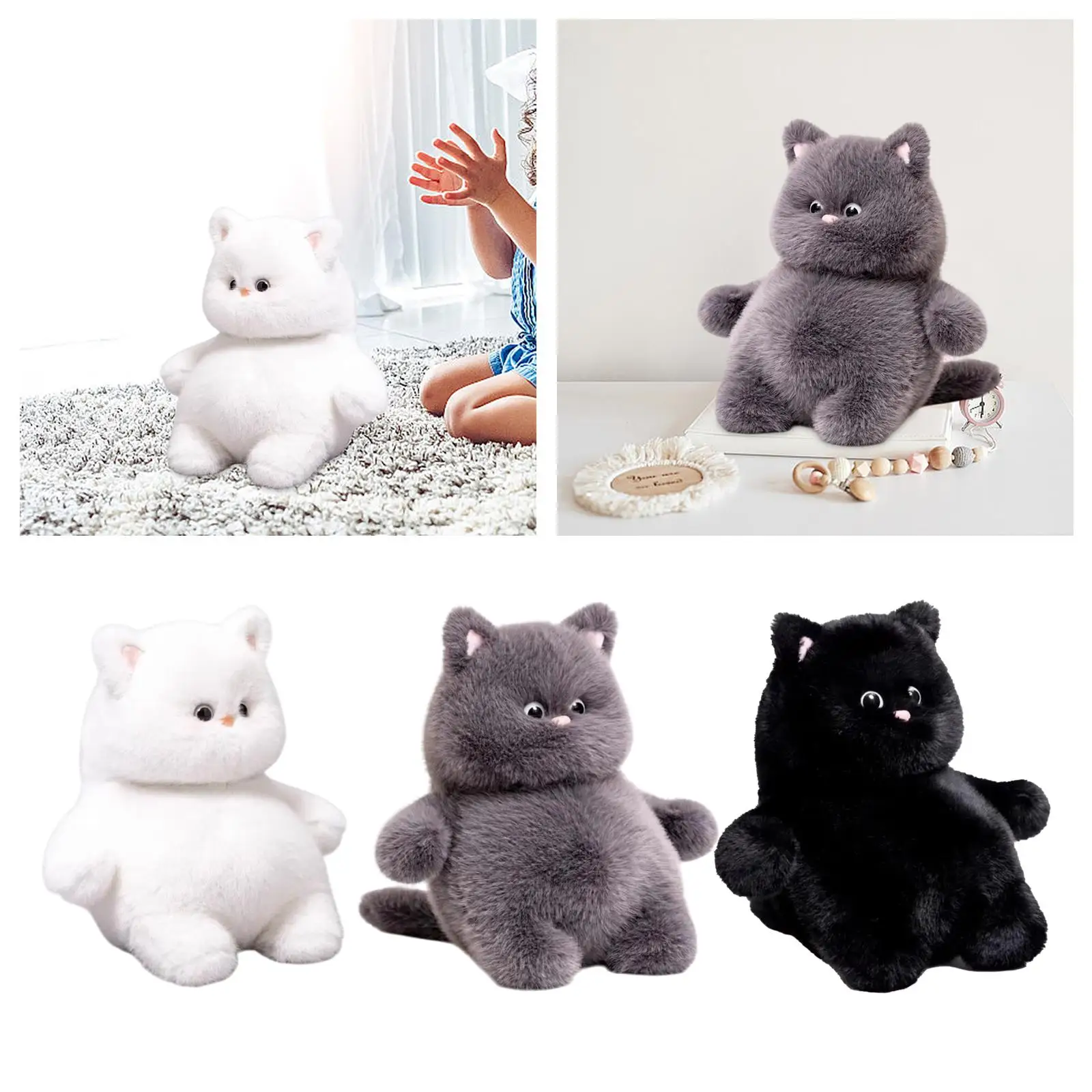 

Cat Plush Toy Cute Creative Ornament Soft Boys Girls Birthday Gift Adorable Doll Pillow for Car Holiday Living Room Sofa Bedroom