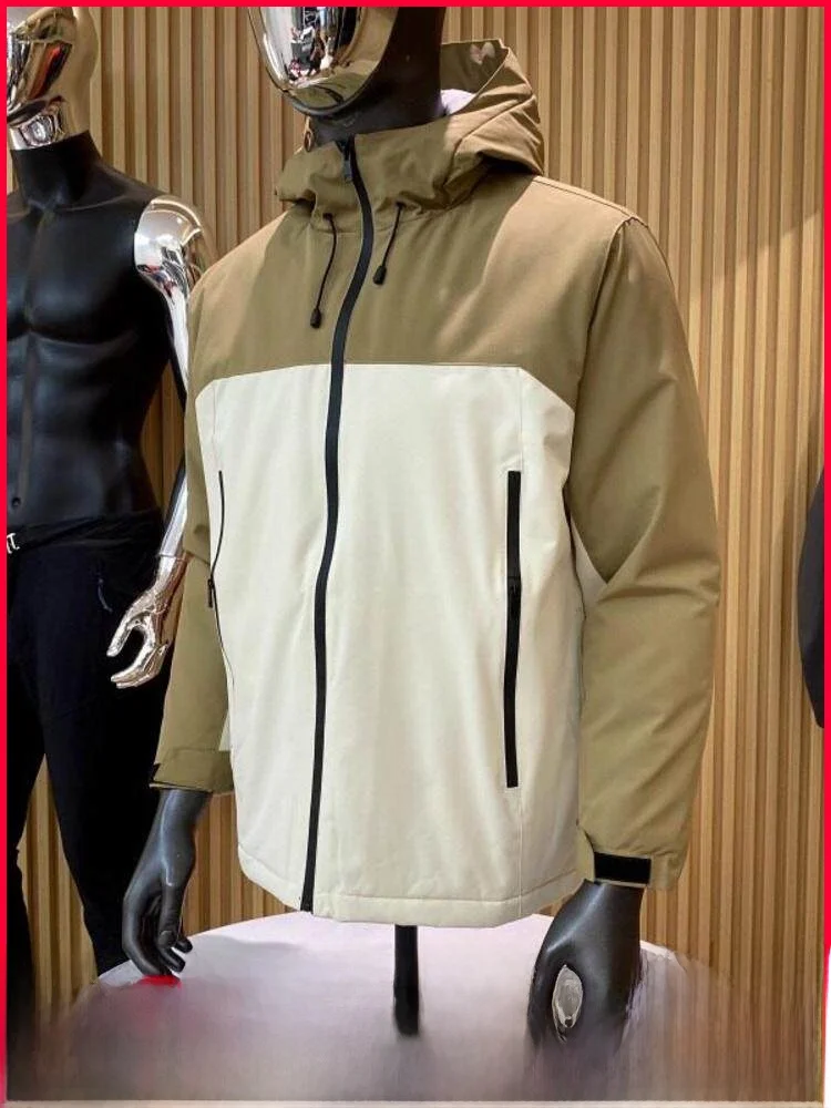 

Thiened Outdoor Men's Cotton Jaet with Hood Windproof Waterproof Workwear Sle Zipper Closure Long Sve Youth Faion