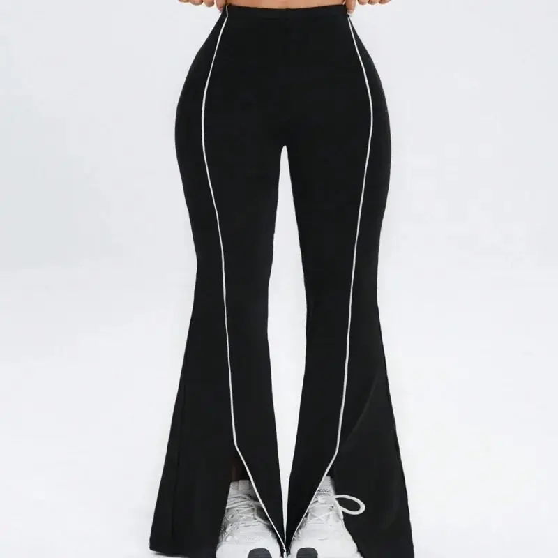 Summer Women's Flared Pants, High Waist Slim Split Pants, Elasticity Hip Lifting Running Fitness Wide Leg yoga Pants, Daily Wear