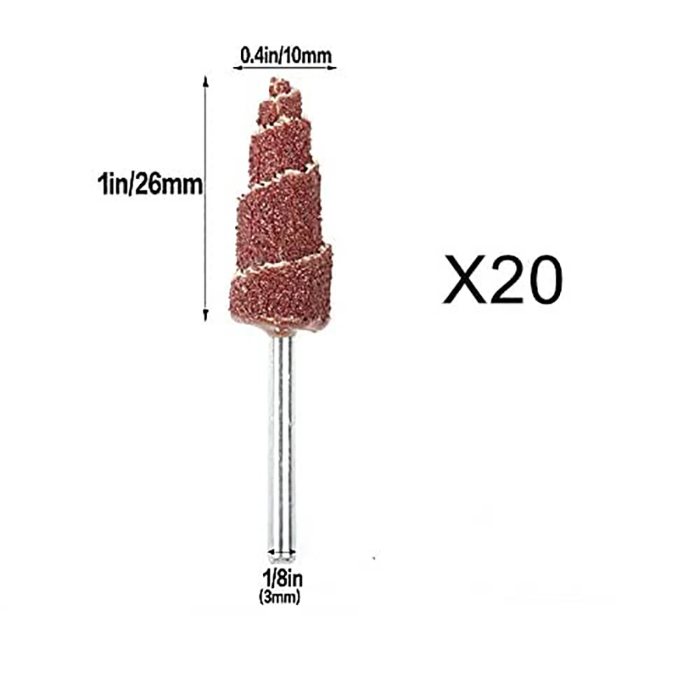 샌딩 콘 그라인딩 휠 콘 모양 사포 테이퍼 카트리지 롤 샌딩 연마 플랩 휠, 80 그릿, 20 개
