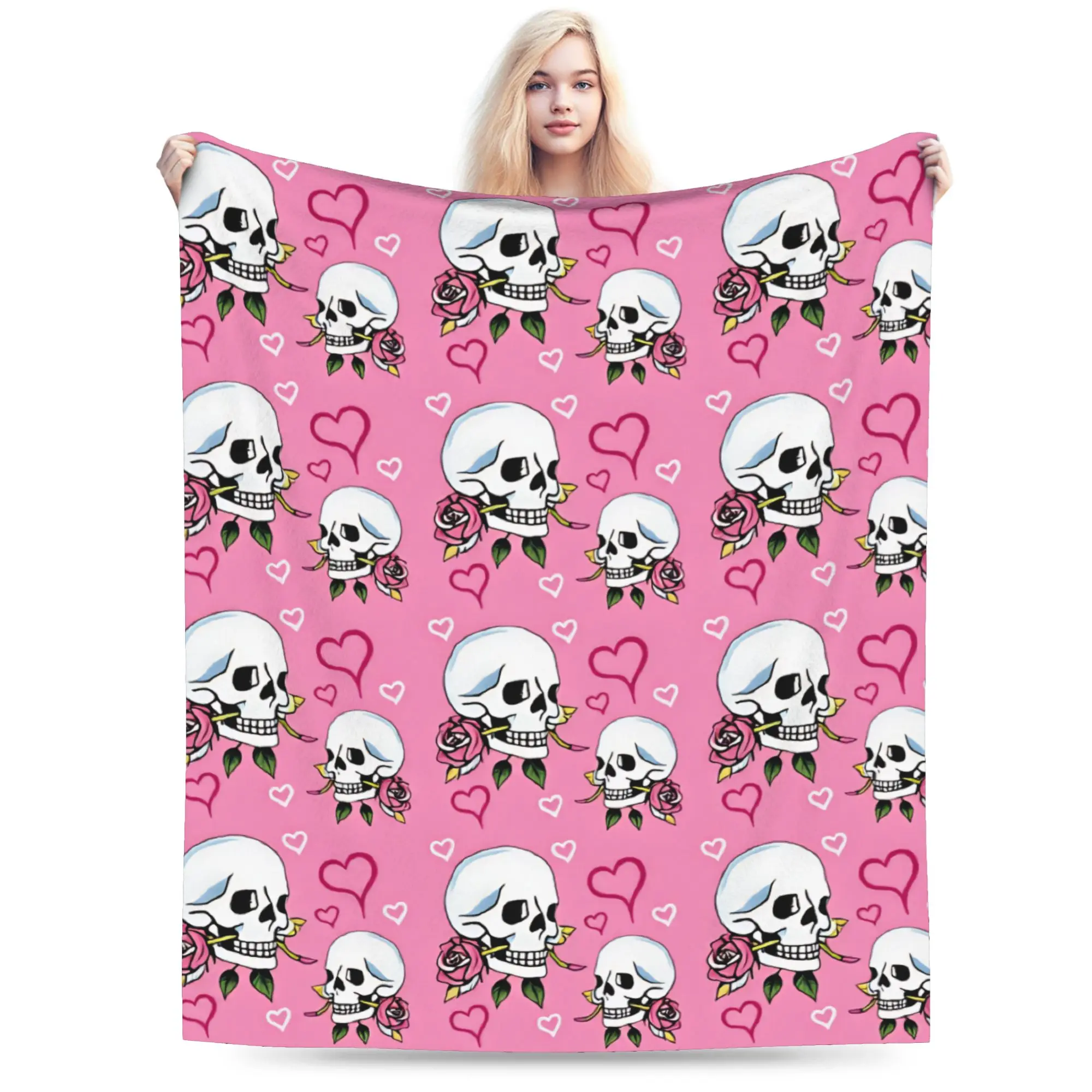 Halloween Skeleton Flower Super Soft Blanket  Boy Girl Plush Bedding Throws Novelty Bedroom Flannel Bedspread Sofa Bed Cover