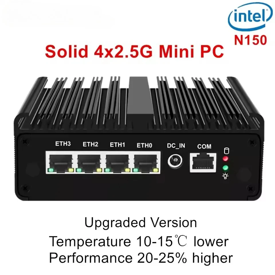 

4x i226-V 2.5G Solid Micro Firewall Appliance Intel N150 N100 Fanless Mini PC J6412 N6210 VPN Soft Router Proxmox pfSense Box