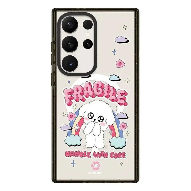 

Cute White Dog Black Border Magnetic Case for Samsung Galaxy S22 Ultra S23 Ultra S24 Ultra S24 + Plus Cover Protective Shell