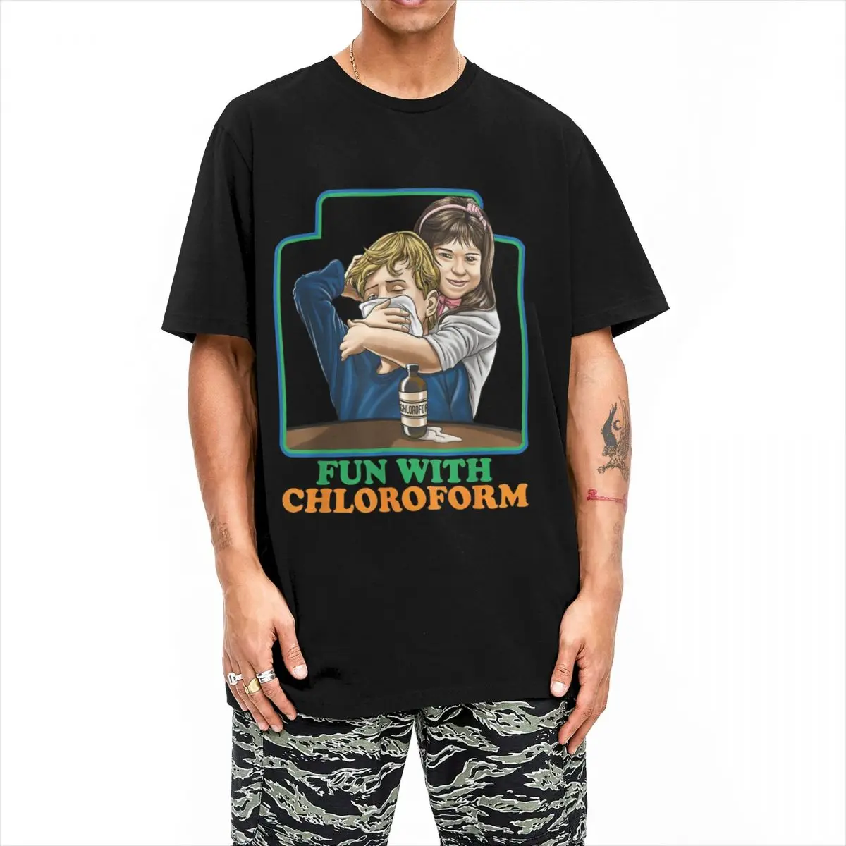 Men Women Chloroform Funny Dark Humor Sarcastic T Shirt 100% Cotton Tops Novelty Short Sleeve Crew Neck Tee Shirt Unique T-Shirt