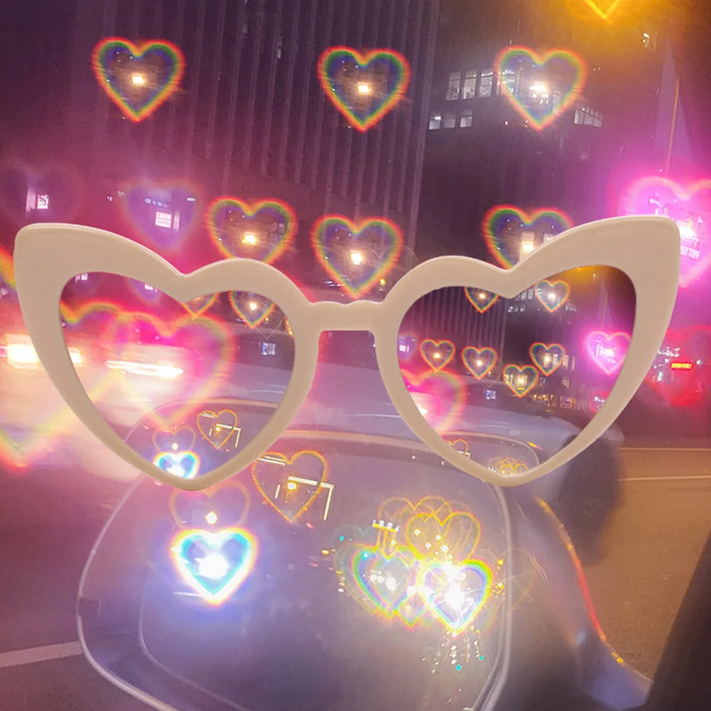 

Fashion Heart Shaped Effects Glasses Watch The Lights Change To Heart Shape At Night Diffraction Glasses Women Female Sunglasses