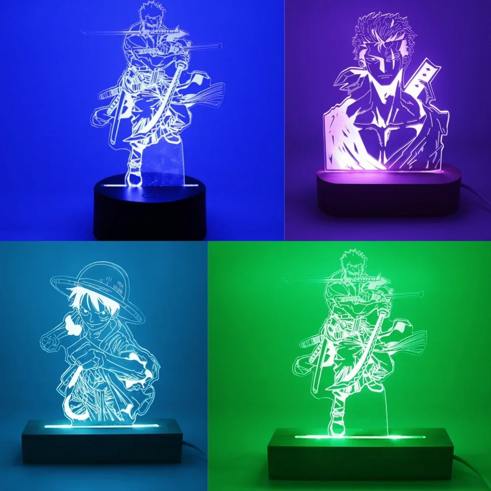 Anime Luffy Rgb Cute Touch Lamp Room Decor Led Lampada Night Lights Personalized Gifts for Kids Luces Decorativas Gaming Leds
