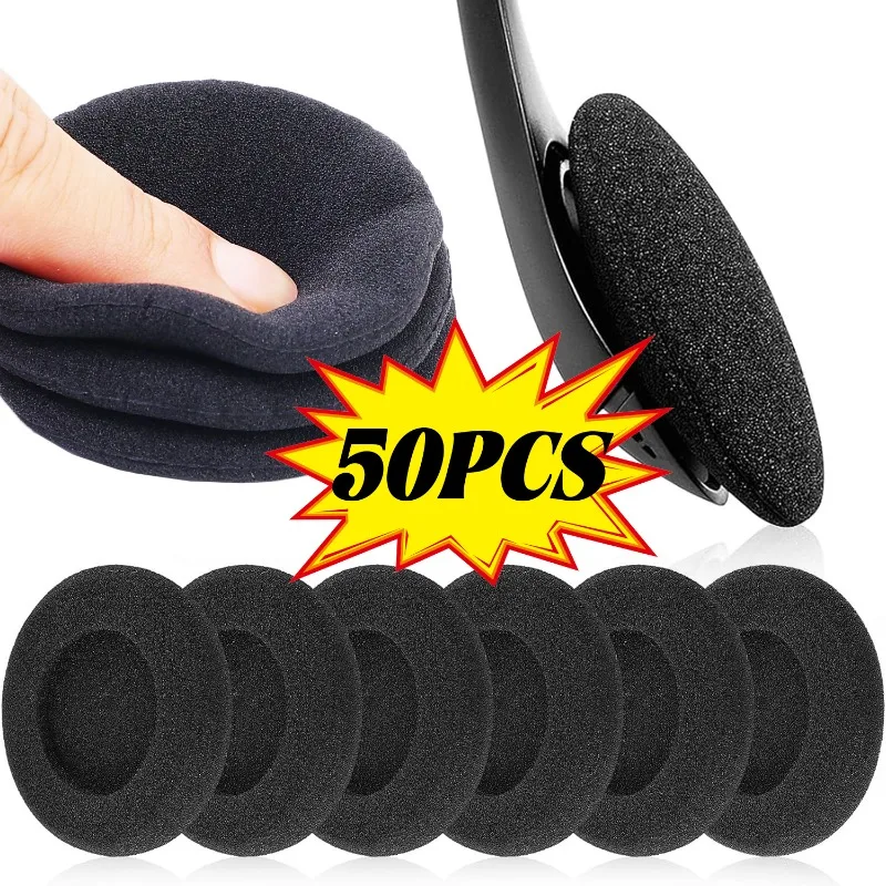 Thickened Foam Ear Pads for Headphone Sponge Replacement Cushions Cover Earphone Case 35mm 40mm 50mm 55mm 60mm Protective Sleeve