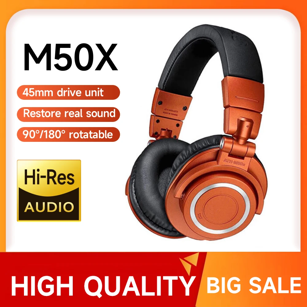 ATH-M50X سماعات رأس احترافية لمراقبة الاستوديو مع محركات مقاس 45 مم للصوت الواضح والعزل الفائق