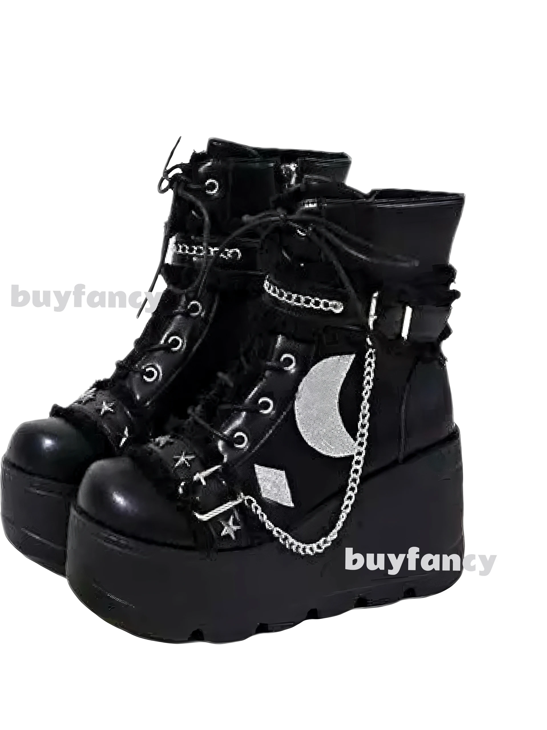 

Lolita Girls Punk Thick Bottom Tall Pinecake Boots Women's New Style Belt Buckle Spicy Girl Punk Style Short Boots