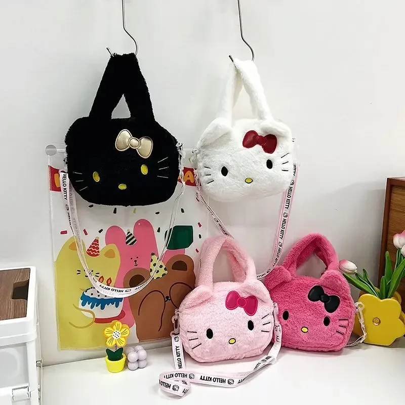 Sanrio Plush Shoulder Bag for Girl Kids Cute Hello Kitty Handbags Fashion Trend Brand Luxury Designer Crossbody Bag Mini Size