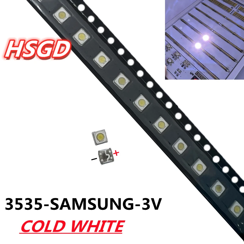 100pcs LED 3537 3535 Light Beads Cool white High Power 1W 3V 110LM For SAMSUNG Original LED LCD TV Backlight Application