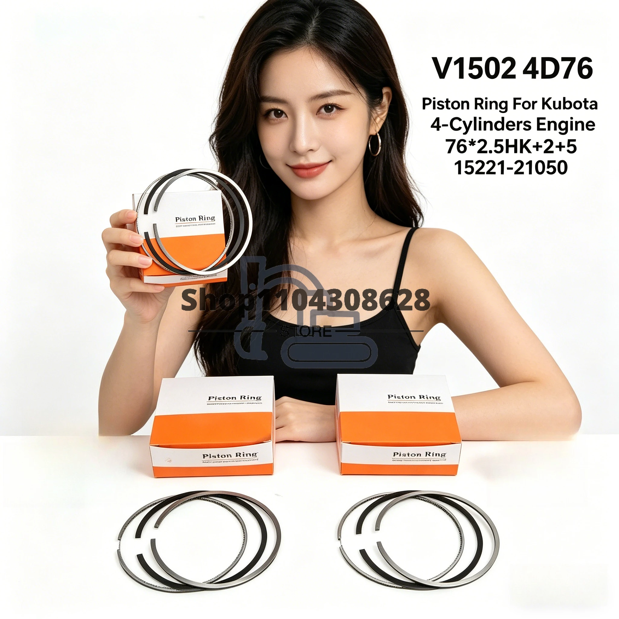 

15221-21050 V1502 4D76 Piston Ring For Kubota 4-Cylinders Engine 76*2.5HK+2+5
