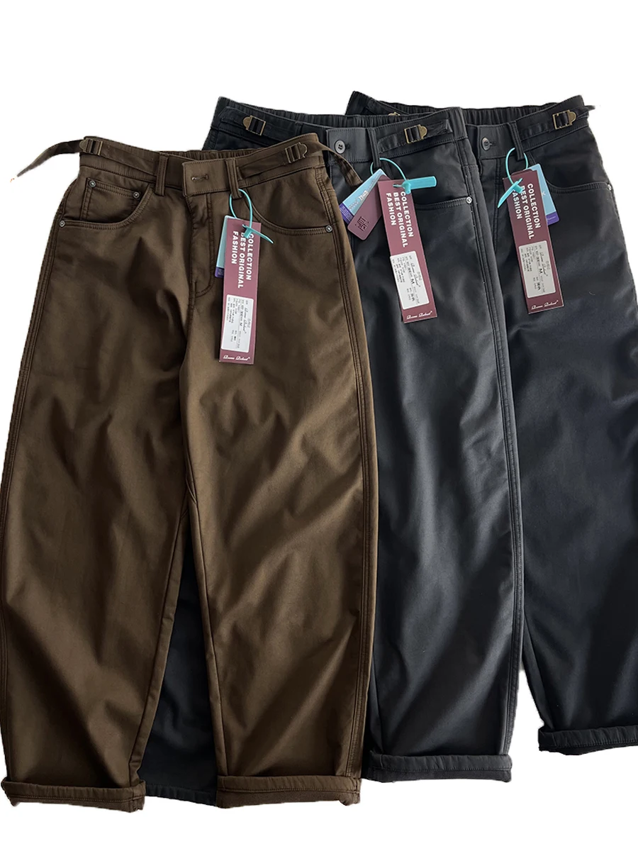 

Thi Warm Fce American Sle Winter Heavyweight Fce Retro Loose Straight Leg Pants Micro Cone Workwear Casual Long Tro...