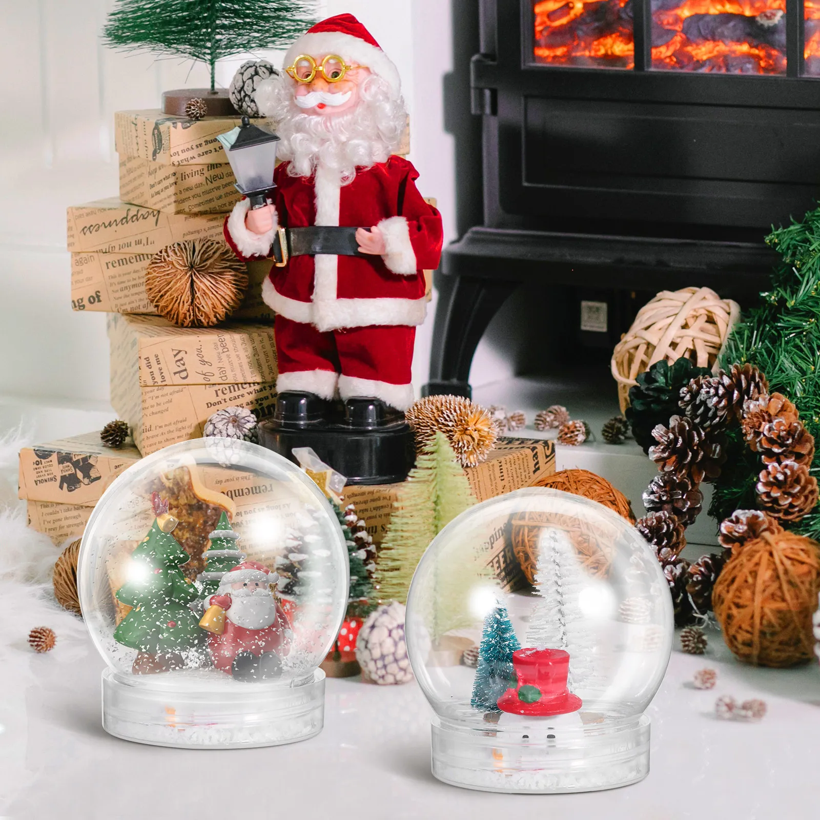 10pcs Globe Snow Water Globes with Screw Off Cap Empty Snow Globe Making Props Empty Fillable Christmas Party Display Favor