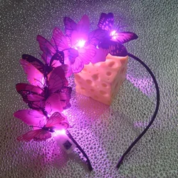 Light Up Butterfly Hat Headband Crown Tea Party Costume Headpiece Navidad Wedding Festival