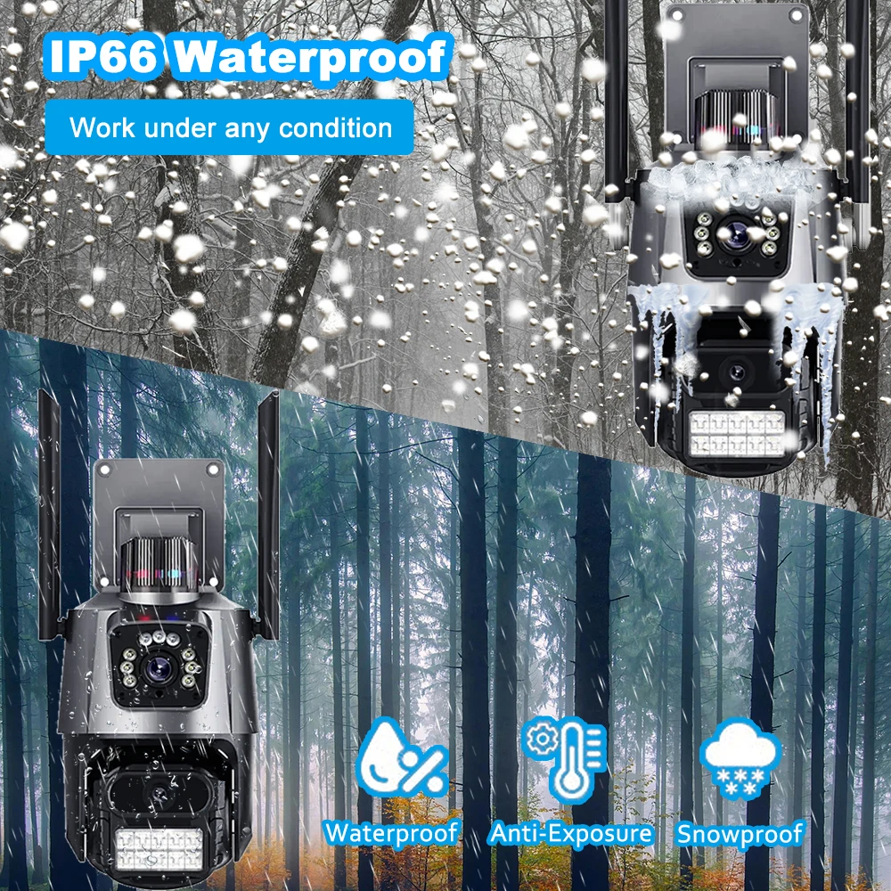 8MP 4K 4G Sim Card Camera HD Dual Lens Dual Screen 8x Zoom PTZ Human Detection Waterproof Night Vision IP Cameras Security CCTV