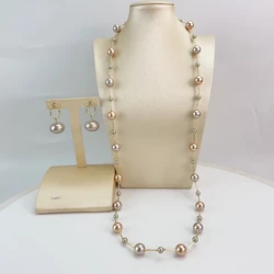 New Long Chain with Earrings Unique Colorful Balls Necklace for Women  FHK20479