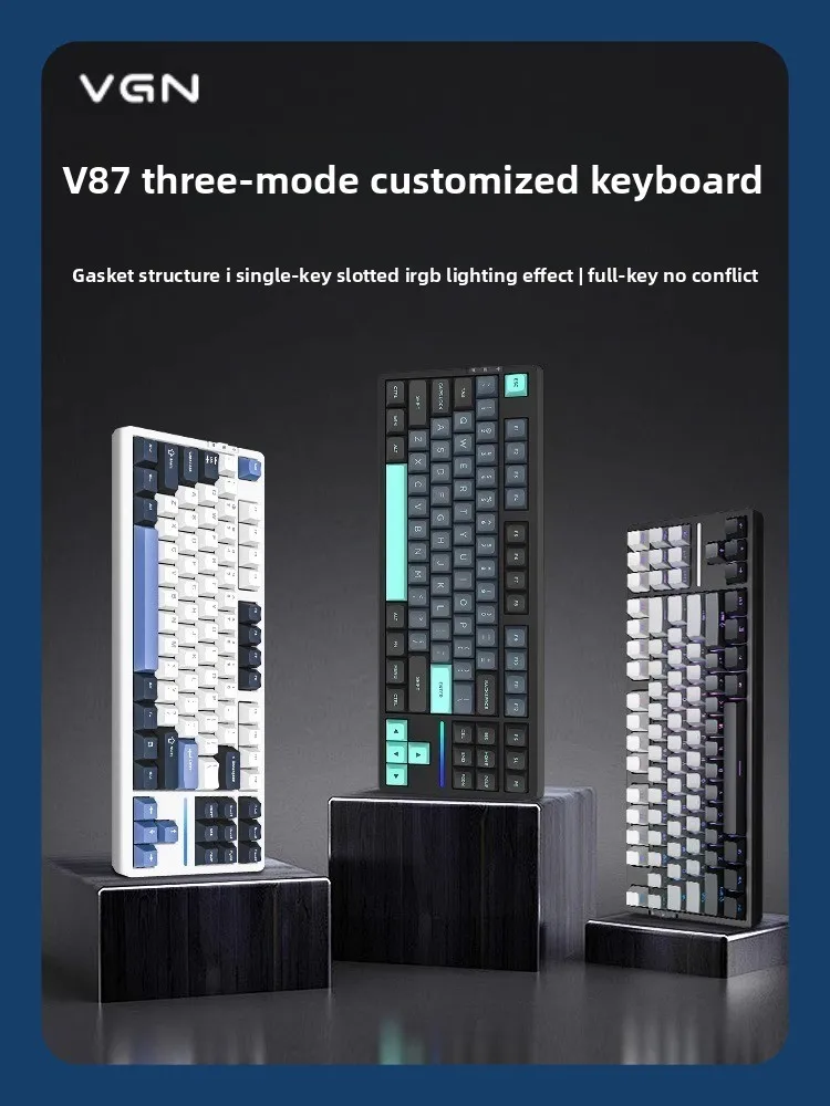 

VGN V87proТрежимная настраиваемая прокладка с полной клавишей с возможностью горячей замены RGB Киберспортивная механическая клавиатура Аксессуары для игровых ноутбуков ​