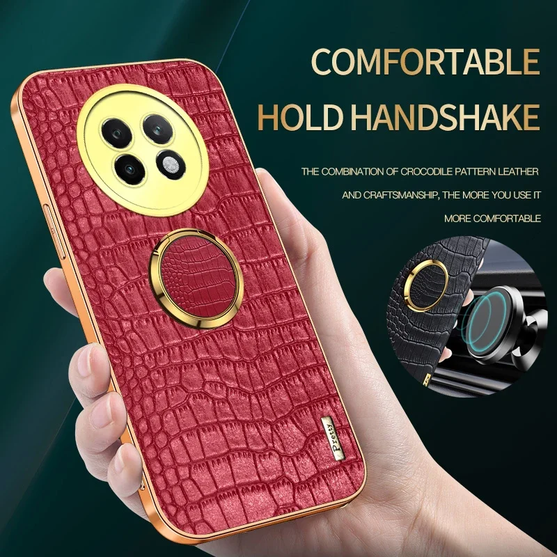 

Для Realme 12x14 Pro Lite 10T 13 11 Pro Plus 5G 4G Мягкий чехол из крокодиловой искусственной кожи противоударный магнитный держатель Чехлы для телефонов