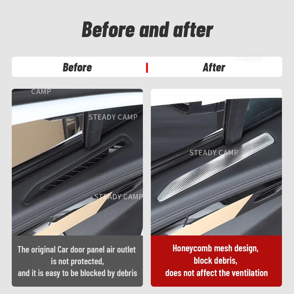 For GEELY ATLAS 2024 Auto Door Air Outlet Cover Air Vent Anti-blocking Stainless Steel Protector Decoration Accessories