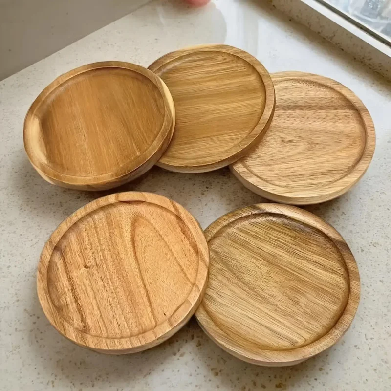 

6pcs Wooden Tray Set, Fruit Platter Dessert Plate Coffee Snack Serving Trays for Festive Occasions Party Dining Decor