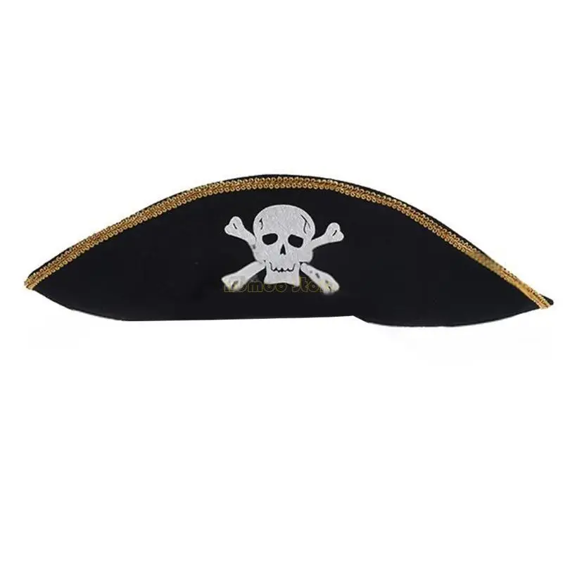 

31BF Pirate Hat Adult Cosplay Party Costume Tricorne Hat Theme Party Hat Headwear